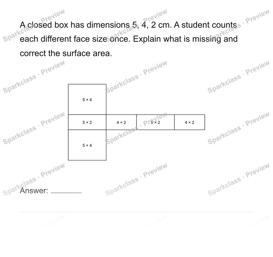 Connect rectangular-prism nets and surface area — page 1
