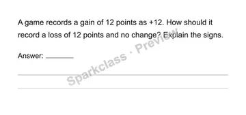 Interpret signed quantities and zero — Grade 6 problem preview