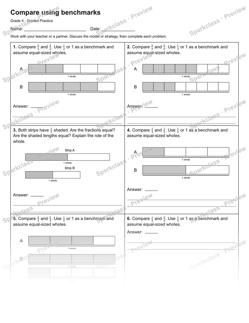 Compare using benchmarks — Guided Practice — page 1