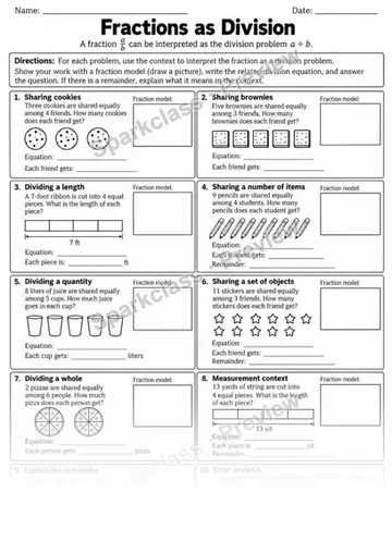 3 Fractions As Division — Grade 5 worksheet preview