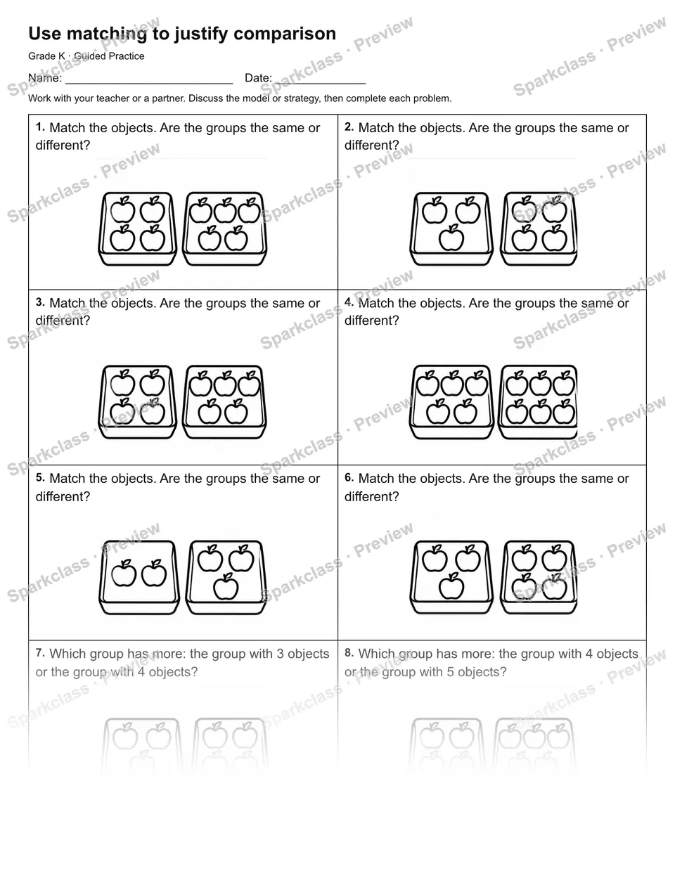 Use matching to justify comparison — Guided Practice — page 1