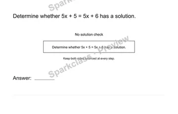 Identify no solution — Grade 8 problem preview