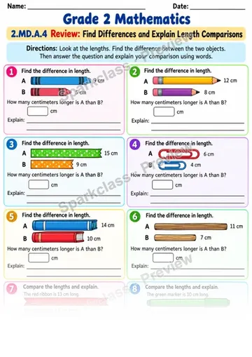 2.MD.A.4 · Length Difference Review — Grade 2 worksheet preview