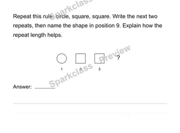 Generate a repeating shape pattern — Grade 4 problem preview