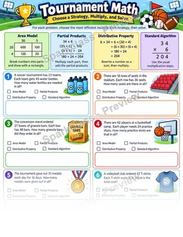 Choose an Efficient Multiplication Strategy — Grade 4 worksheet preview