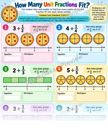 Divide a Whole Number by a Unit Fraction — Grade 5 worksheet preview