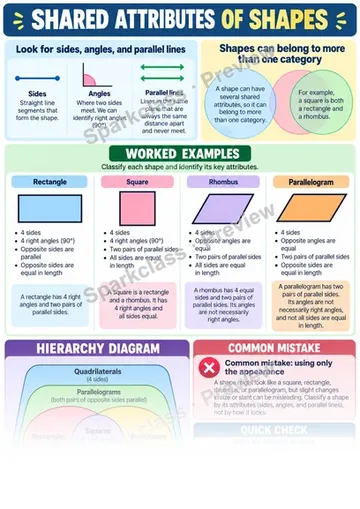 Knowledge Guide · Shared Attributes of Shapes — Grade 3 worksheet preview
