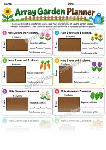 2.G.A.2 · Array Garden Planner — Grade 2 worksheet preview