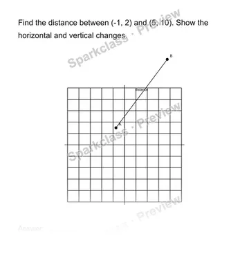 Find distance on a coordinate plane — Grade 8 problem preview