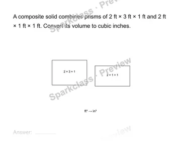 Convert units in a composite volume — Grade 8 problem preview