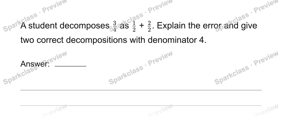 Decompose a fraction in two ways — page 1