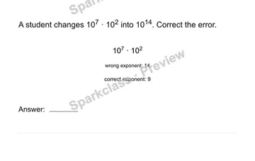Correct an exponent rule error — Grade 8 problem preview