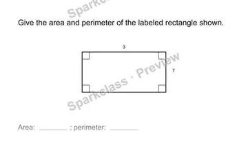 Compare area and perimeter — Grade 3 problem preview