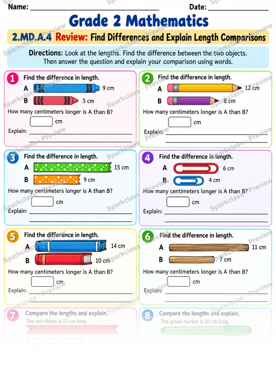 2.MD.A.4 · Length Difference Review — page 1