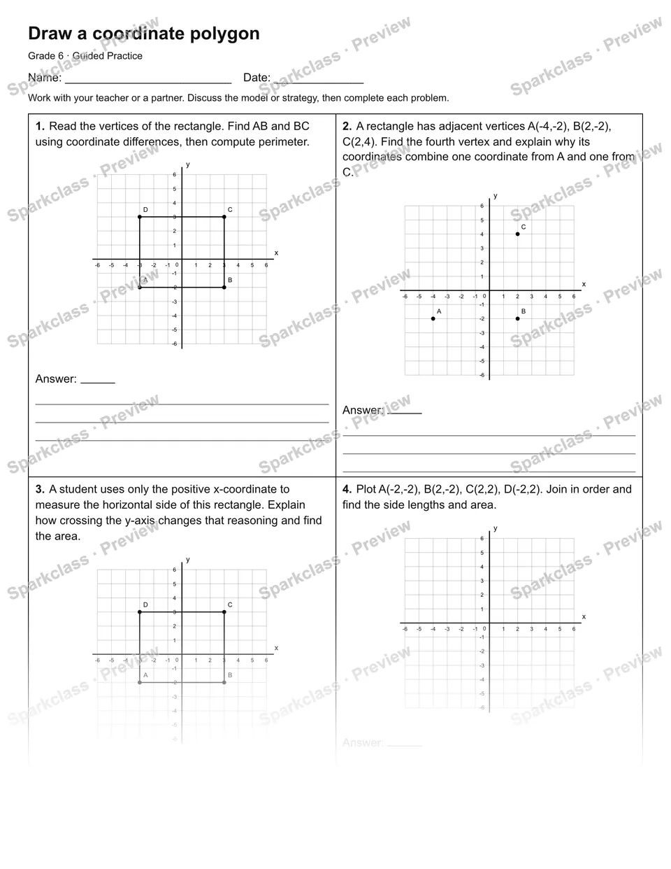 Draw a coordinate polygon — Guided Practice — page 1