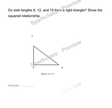 Test for a right triangle — Grade 8 problem preview