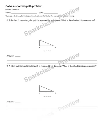 Solve a shortest-path problem — Warm-up — Grade 8 worksheet preview