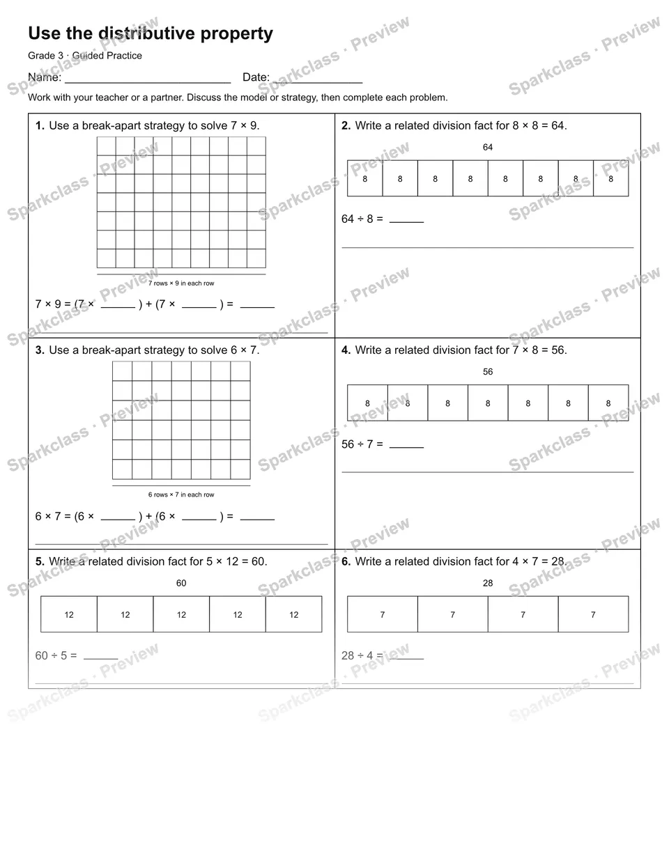 Use the distributive property — Guided Practice — page 1