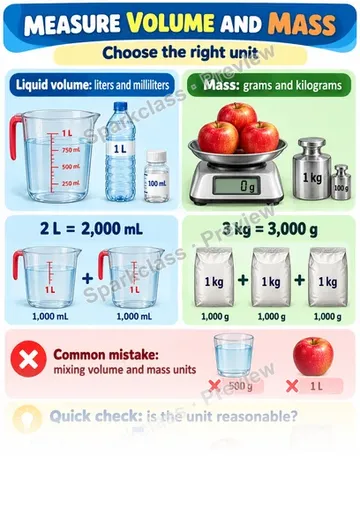 Knowledge Guide · Liquid Volume and Mass — Grade 3 worksheet preview