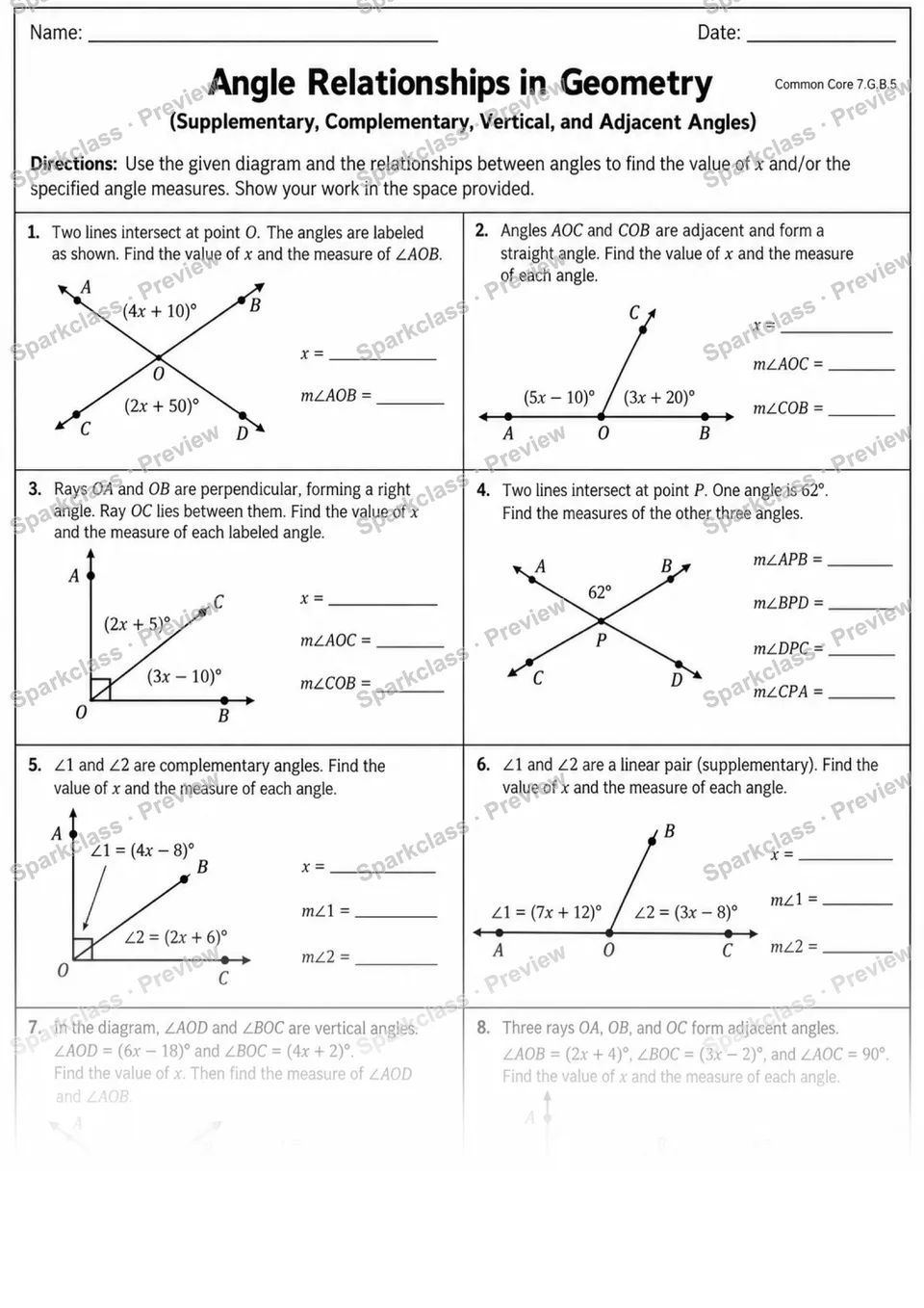 7.G.B.5 · 5 Angle Relationships — page 1