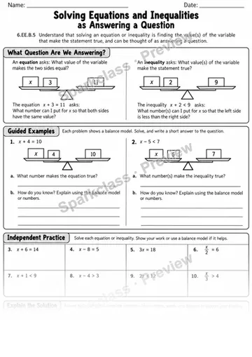 5 Solving Answers — Grade 6 worksheet preview