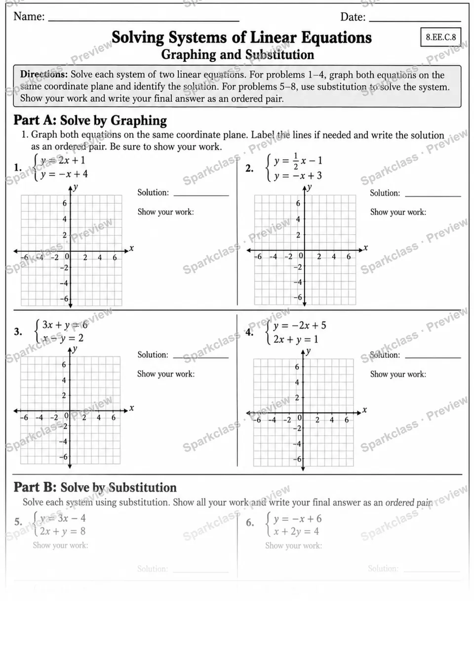8.EE.C.8 · 8 Systems Graphing Substitution V3 — page 1