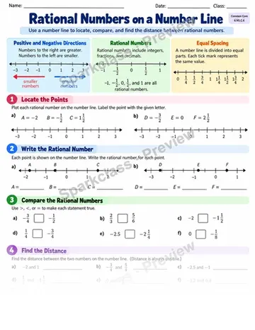 Number Line — Grade 6 worksheet preview