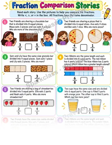 Compare Same Denominator Word Problems — Grade 3 worksheet preview