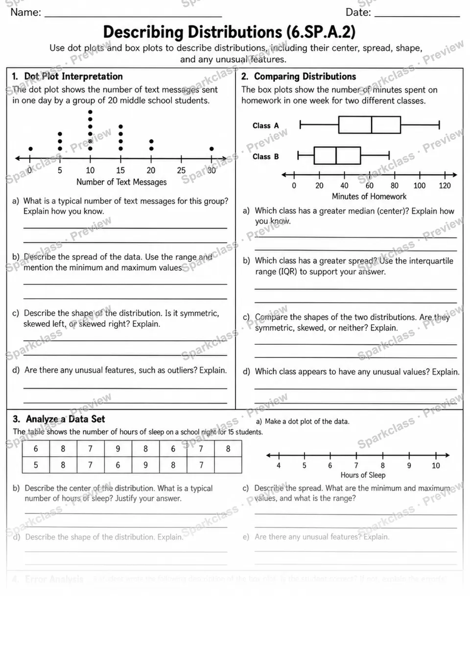 2 Describe Distributions Variant 2 — page 1