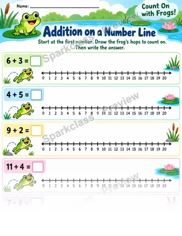 Number Line Count On — Grade 1 worksheet preview