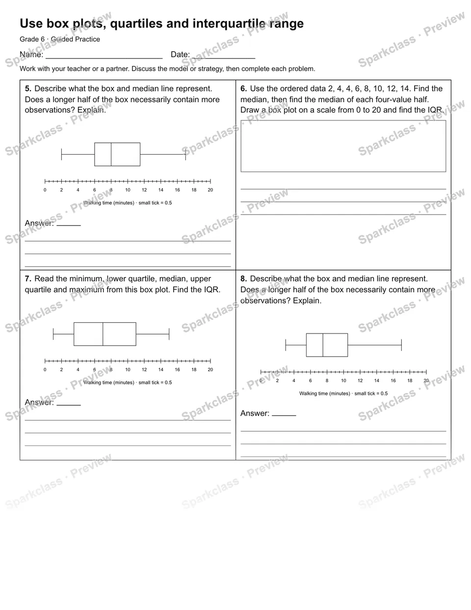 Use box plots, quartiles and interquartile range — Guided Practice — page 2