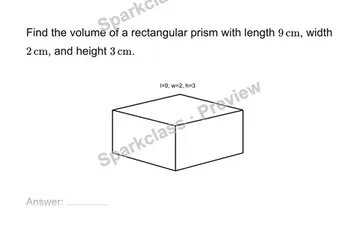 Find prism volume — Grade 7 problem preview