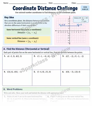 Same Axis Distance — Grade 6 worksheet preview