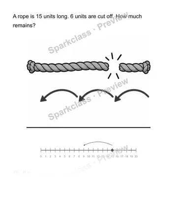 Subtract lengths — Grade 2 problem preview