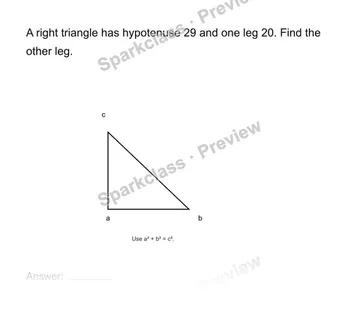 Find a missing leg — Grade 8 problem preview