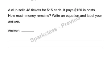 Ticket income — Grade 4 problem preview