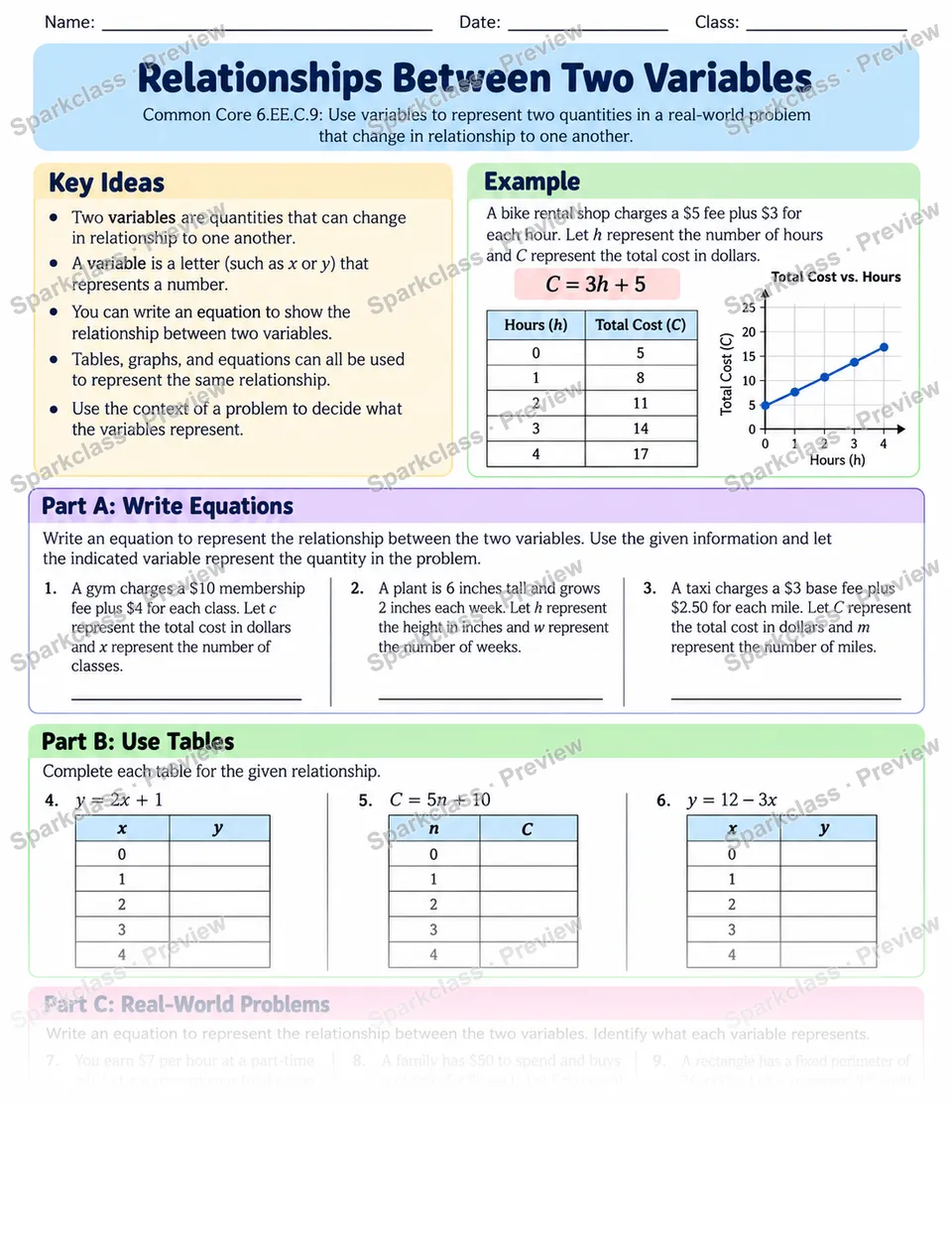 Variable Relationships — page 1