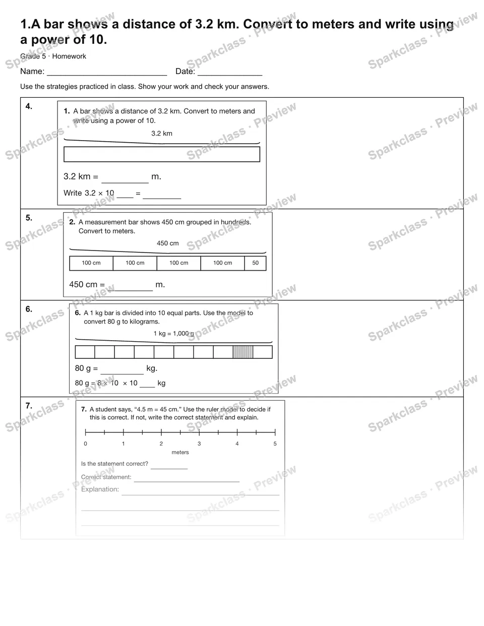 1.A bar shows a distance of 3.2 km. Convert to meters and write using a power of 10. — Homework — page 2