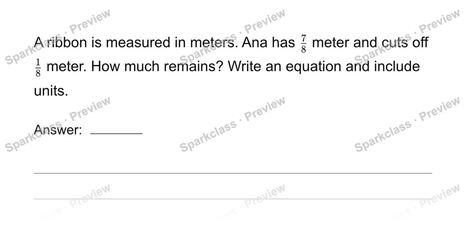 Solve fraction addition and subtraction stories — page 1