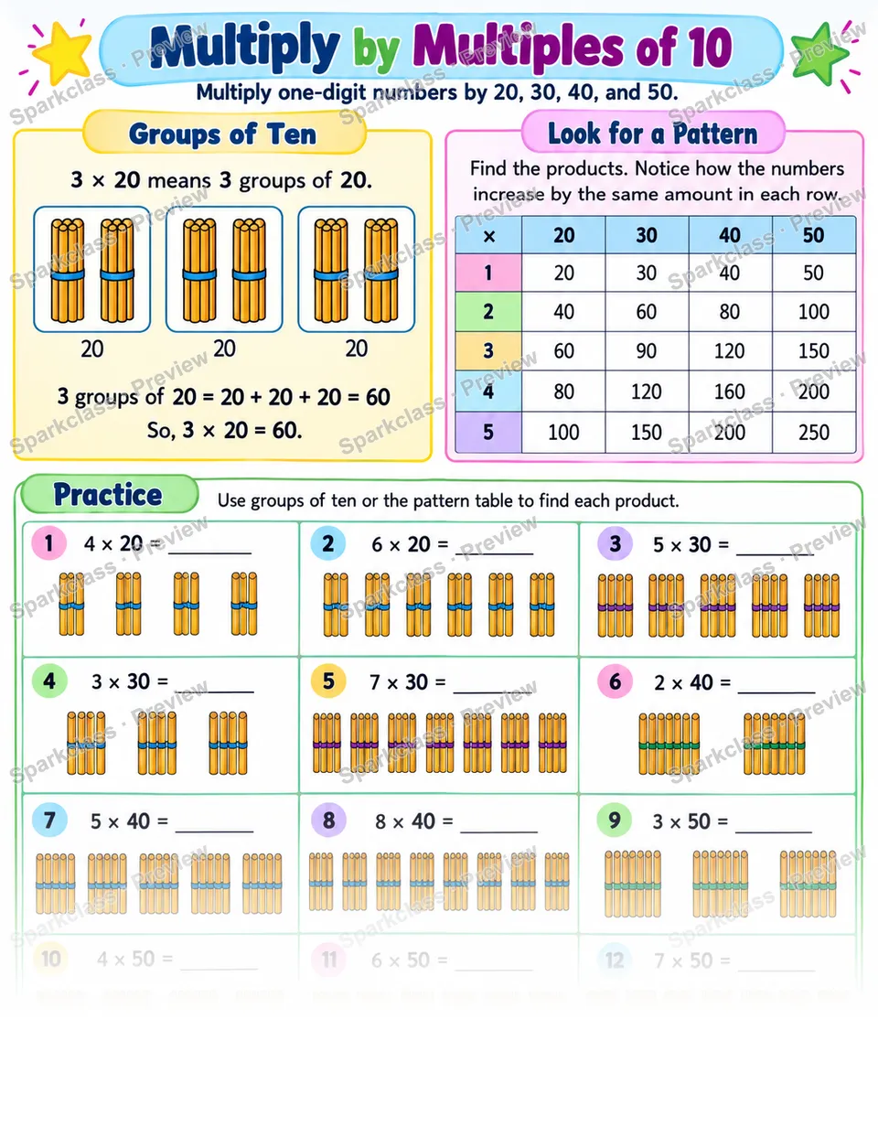 Multiply By 20 30 40 50 — page 1
