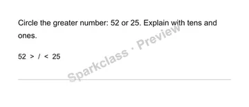 Compare tens first — Grade 1 problem preview