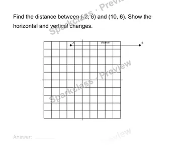 Find distance on a coordinate plane — Grade 8 problem preview