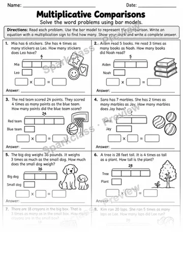 Multiplicative Comparison — Grade 4 worksheet preview