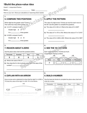 1Build the place-value idea — Independent Practice — Grade 5 worksheet preview