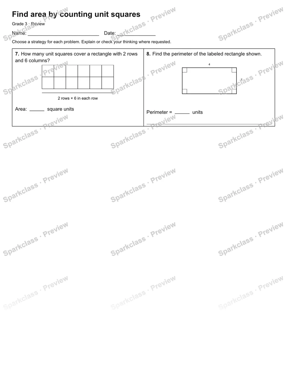 Find area by counting unit squares — Review — page 2