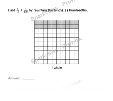 Add tenths and hundredths — Grade 4 problem preview