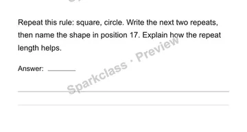 Generate a repeating shape pattern — Grade 4 problem preview