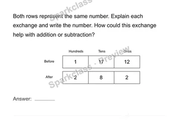 Explain a regrouping — Grade 4 problem preview