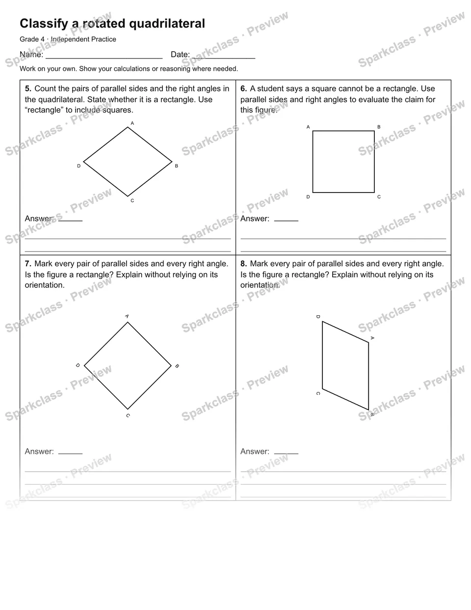 Classify a rotated quadrilateral — Independent Practice — page 2