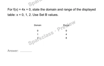 Find domain and range — Grade 8 problem preview